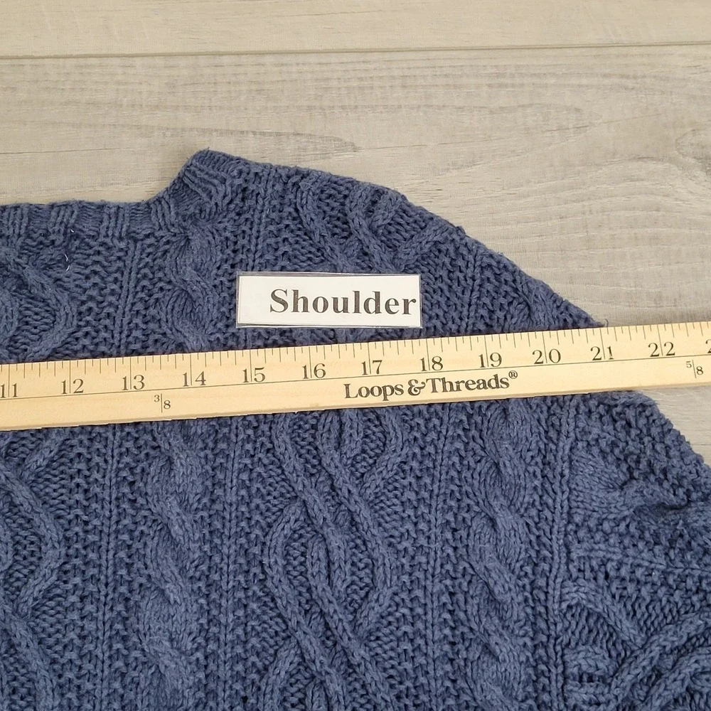 Vintage River Trader Sweater Mens L Linen Blend Fisherman‎ Chunky Cable 90's Y2K